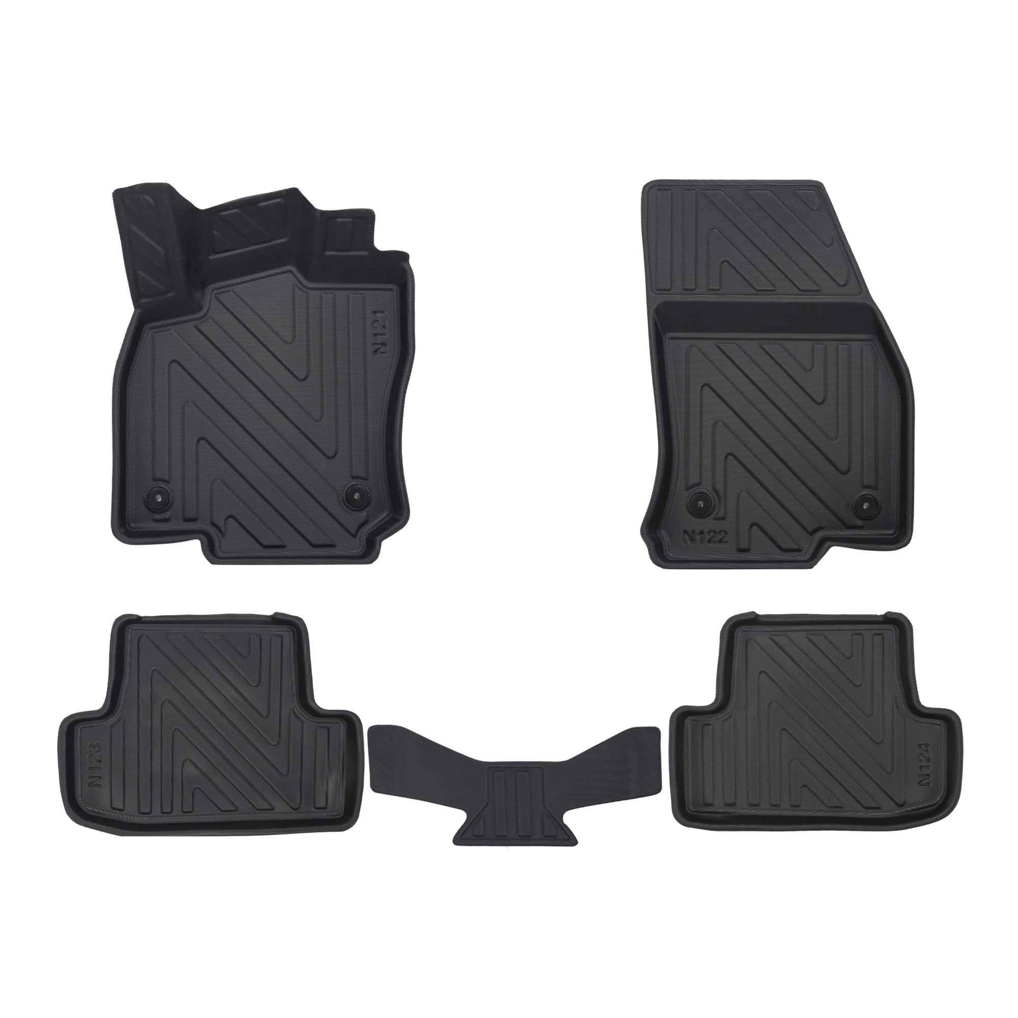 Fußmatten Set für Volkswagen  T-Roc 2017 4-teiliges 3D Auto-Fußmatten-Set – Universell | Hoher Rand | Zuschneidbar | Rutschfest | Ganzjahrestauglich