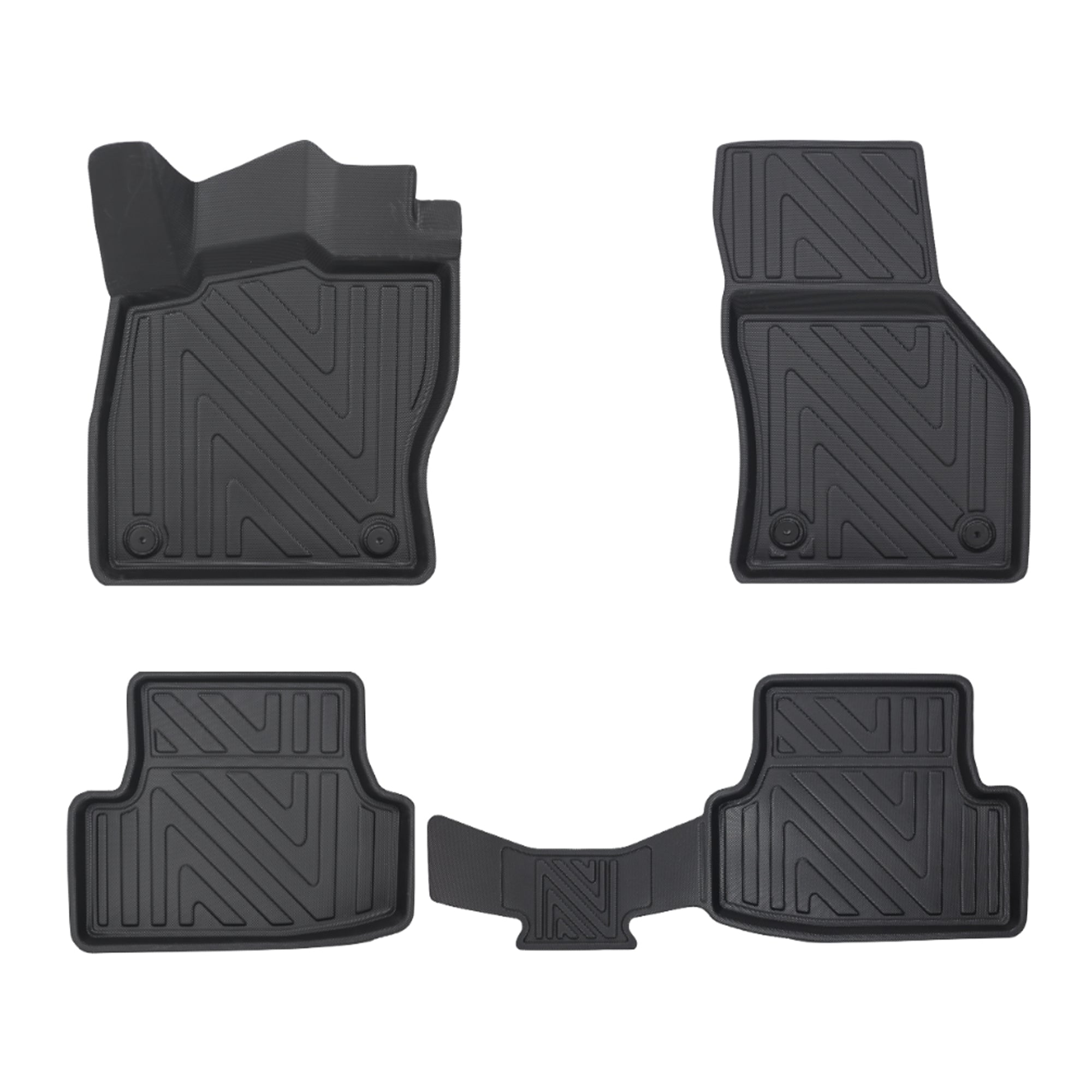 Fußmatten Set für Volkswagen Golf 2012–2019 4-teiliges 3D Auto-Fußmatten-Set – Universell | Hoher Rand | Zuschneidbar | Rutschfest | Ganzjahrestauglich