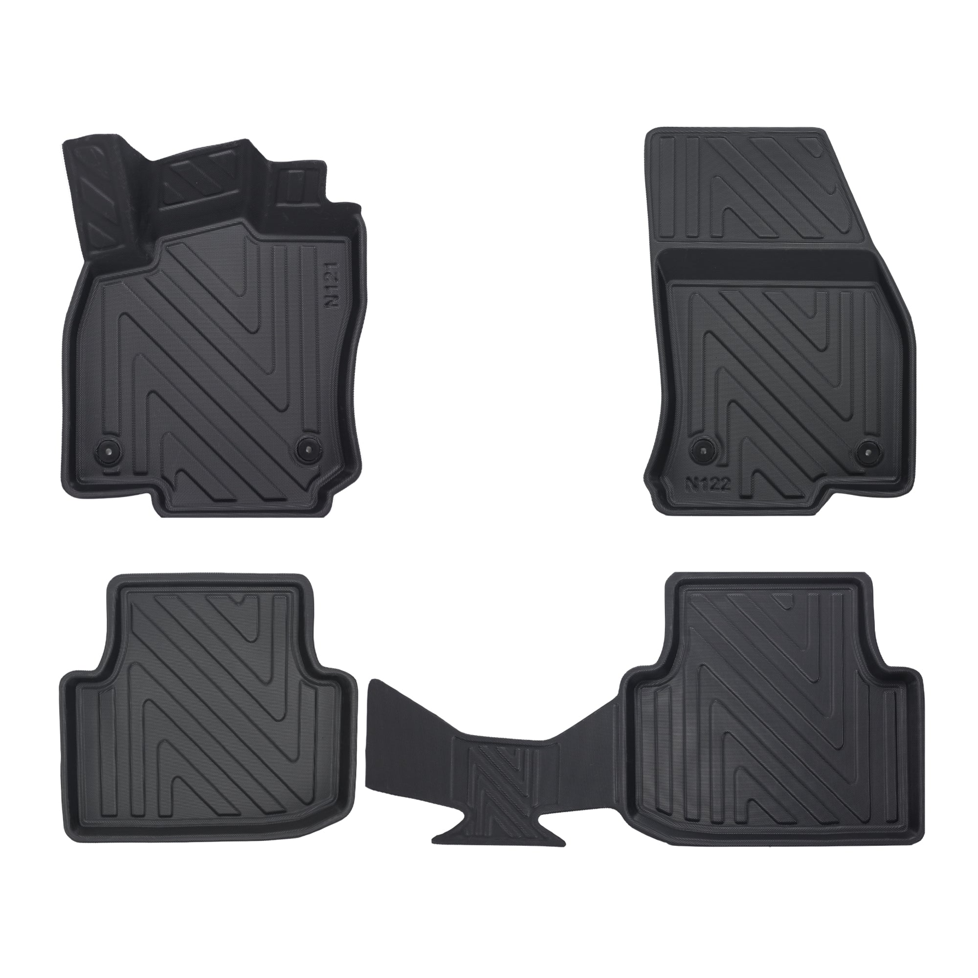 Fußmatten Set für Volkswagen  Tiguan 2016–2023 4-teiliges 3D Auto-Fußmatten-Set – Universell | Hoher Rand | Zuschneidbar | Rutschfest | Ganzjahrestauglich