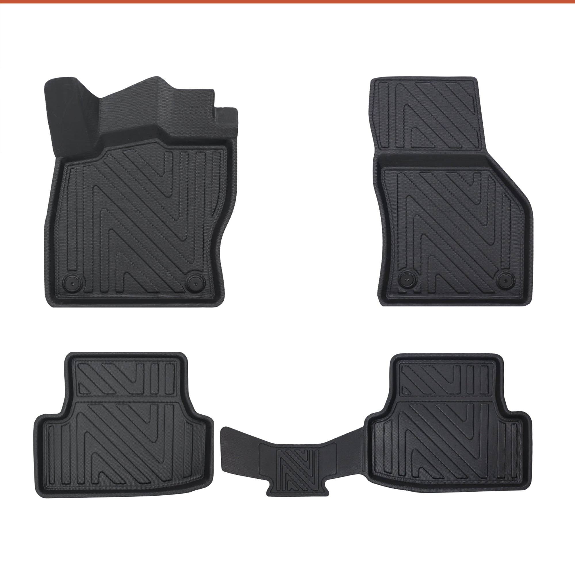 Fußmatten Set für Audi A3 2013–2020 4-teiliges 4D Auto-Fußmatten-Set – Universell | Hoher Rand | Zuschneidbar | Rutschfest | Ganzjahrestauglich