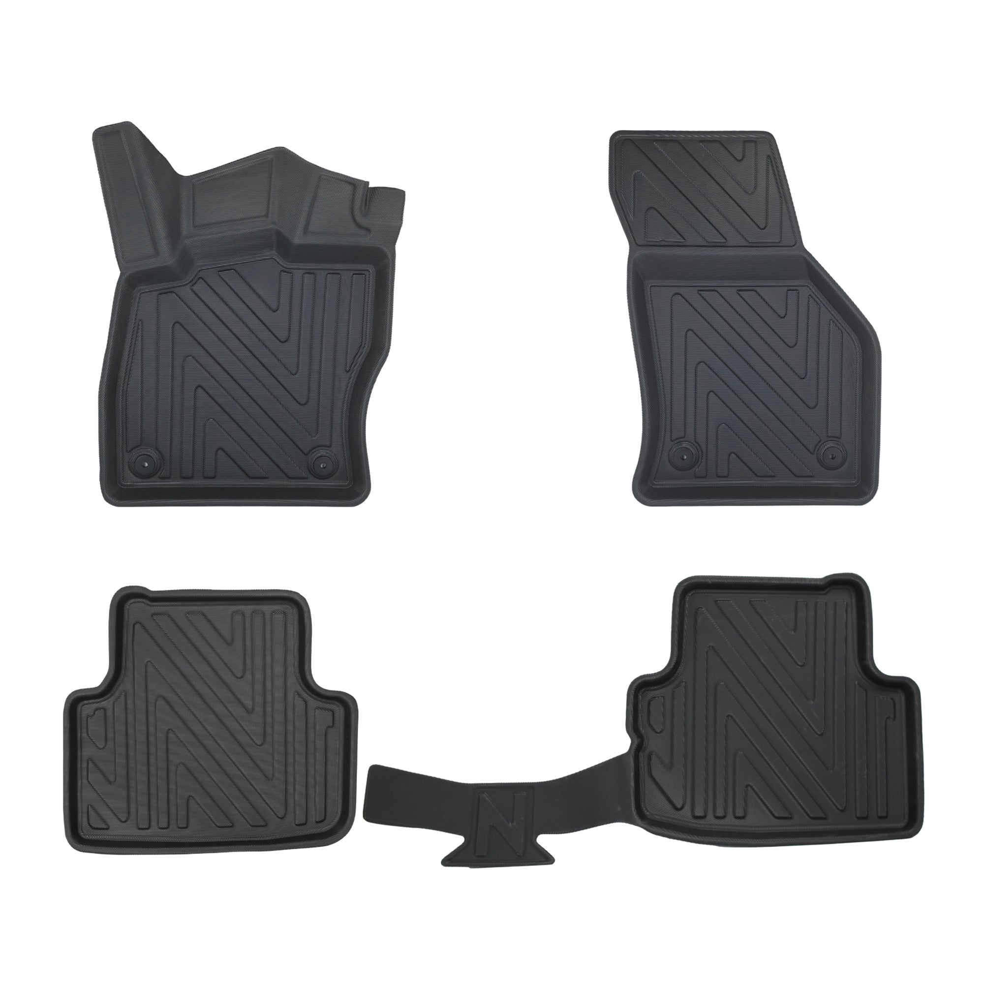 Fußmatten Set für Skoda Octavia 2013–2020 4-teiliges 3D Auto-Fußmatten-Set – Universell | Hoher Rand | Zuschneidbar | Rutschfest | Ganzjahrestauglich