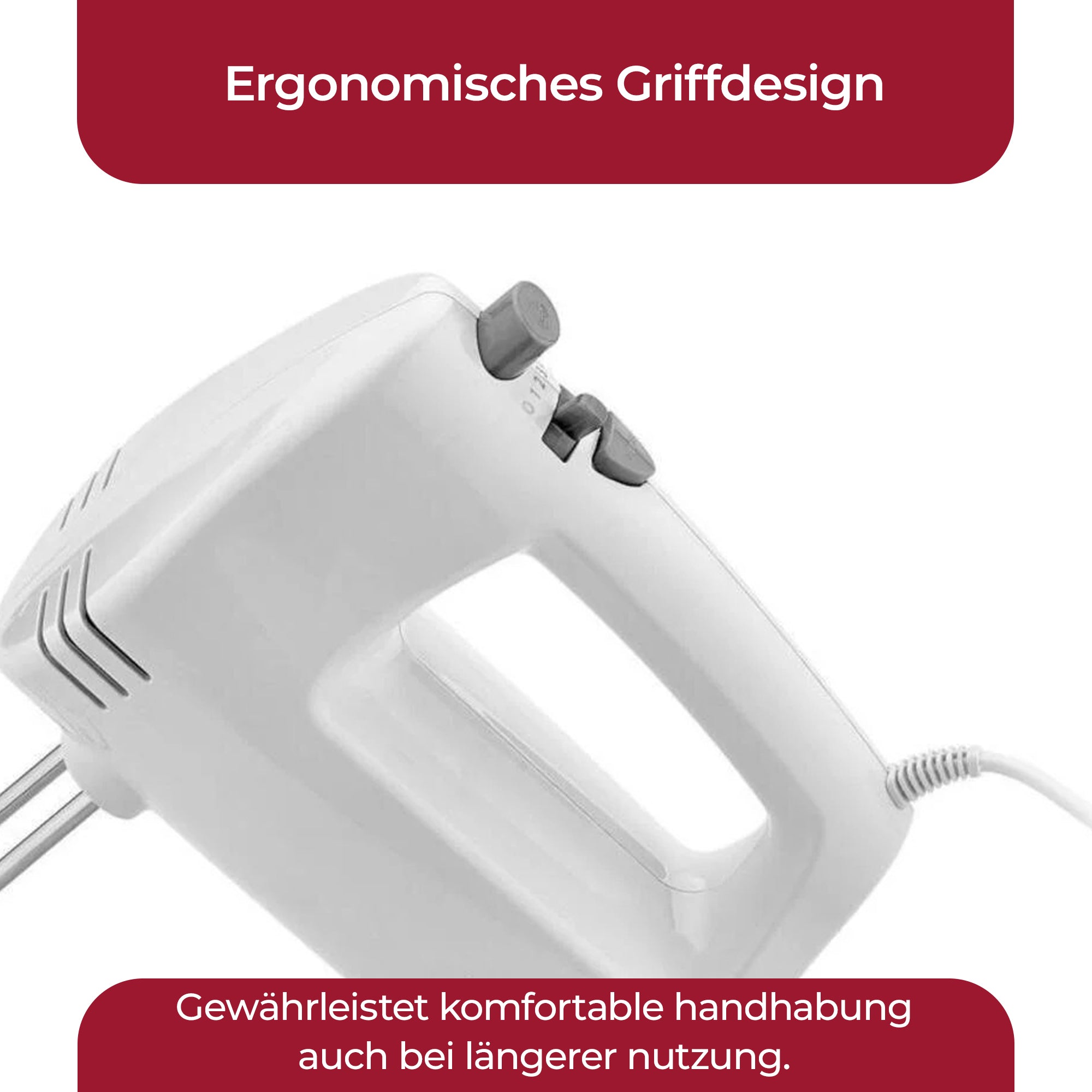 Sinbo SMX-2758 Handmixer – 200 W | 5-stufige Geschwindigkeitsregelung | Edelstahl-Rührbesen