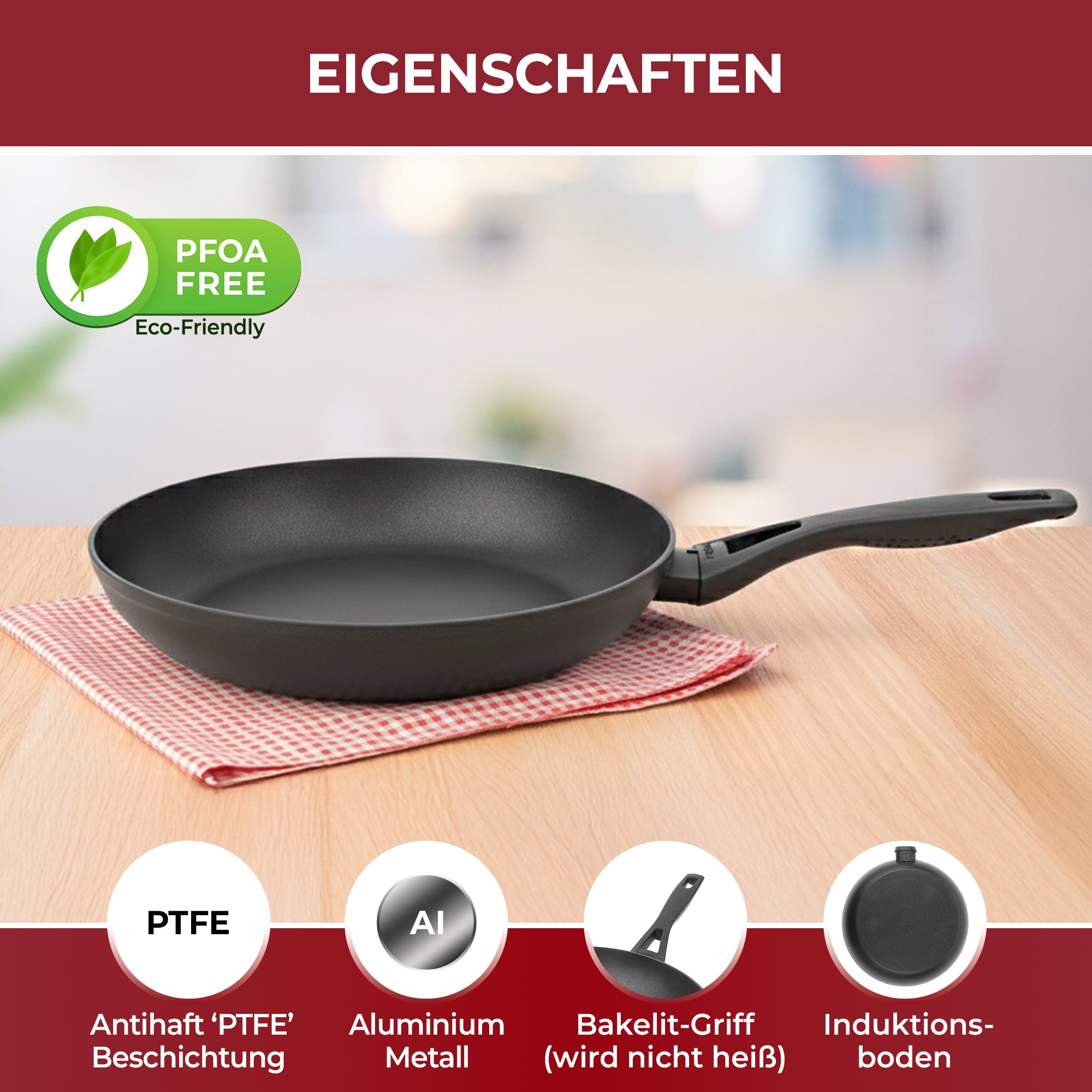 VILMA PLUS Daytona Bratpfanne – 28 cm | Induktionsgeeignet | PFOA-Frei | PTFE-Antihaftbeschichtung