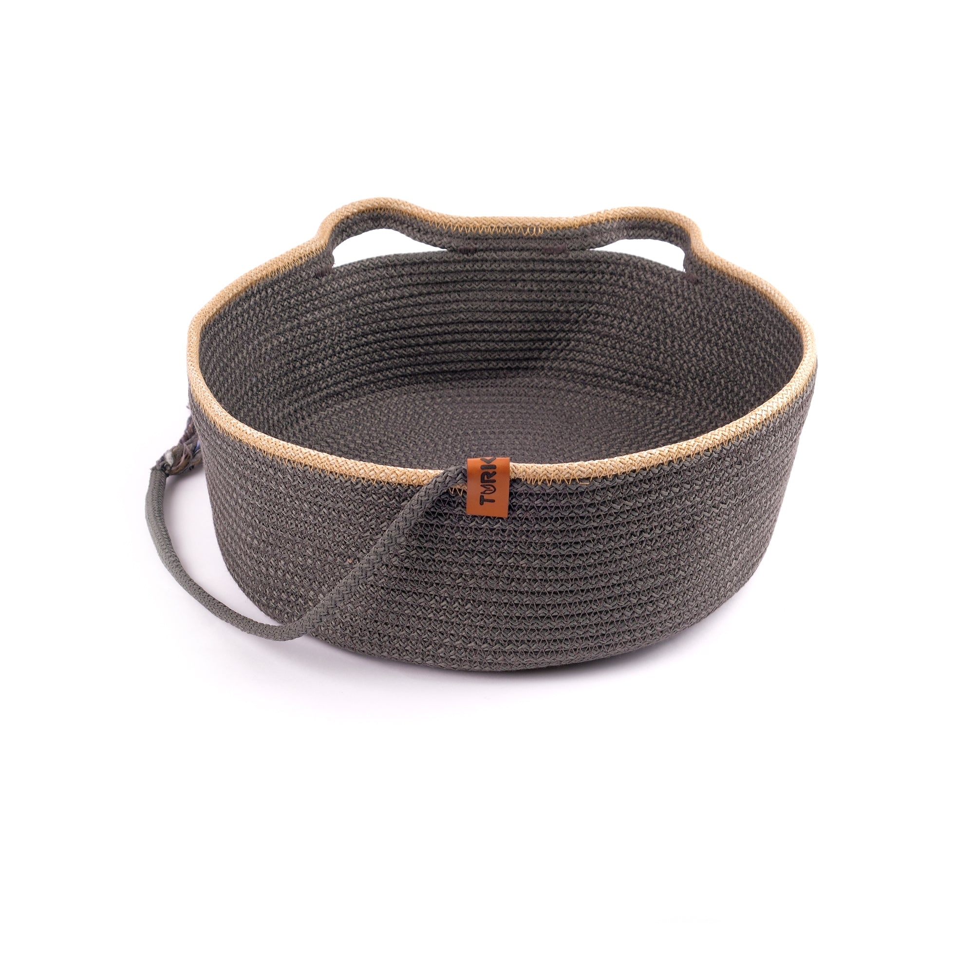 Jute Katzenbett mit Schweif Creme-Anthrazit