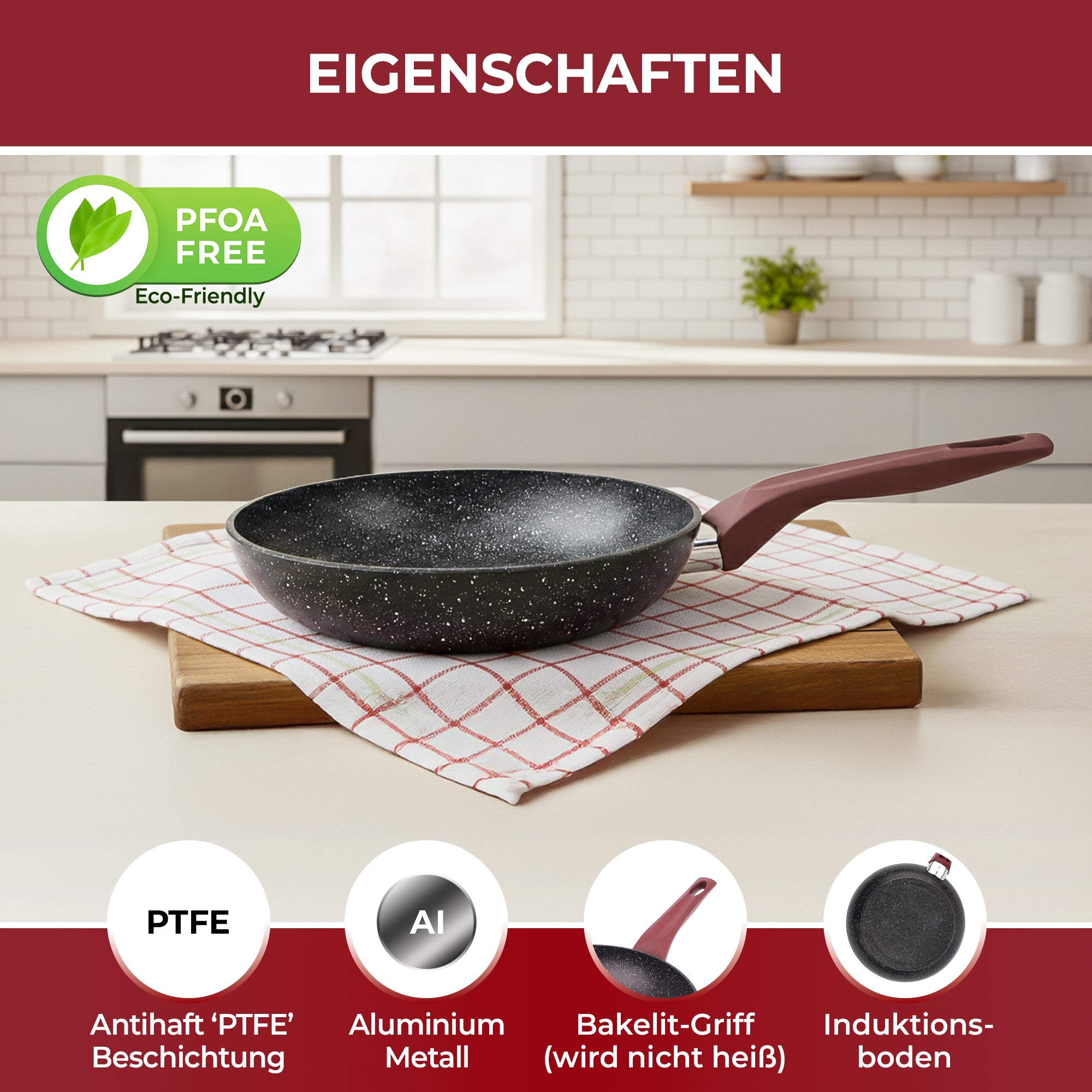 24 cm Bratpfanne mit braunem Bakelitgriff – TITAN PLUS ALIZE