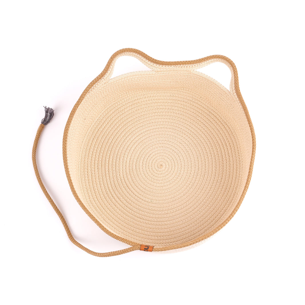 Jute Katzenbett mit Schweif Creme-Braun