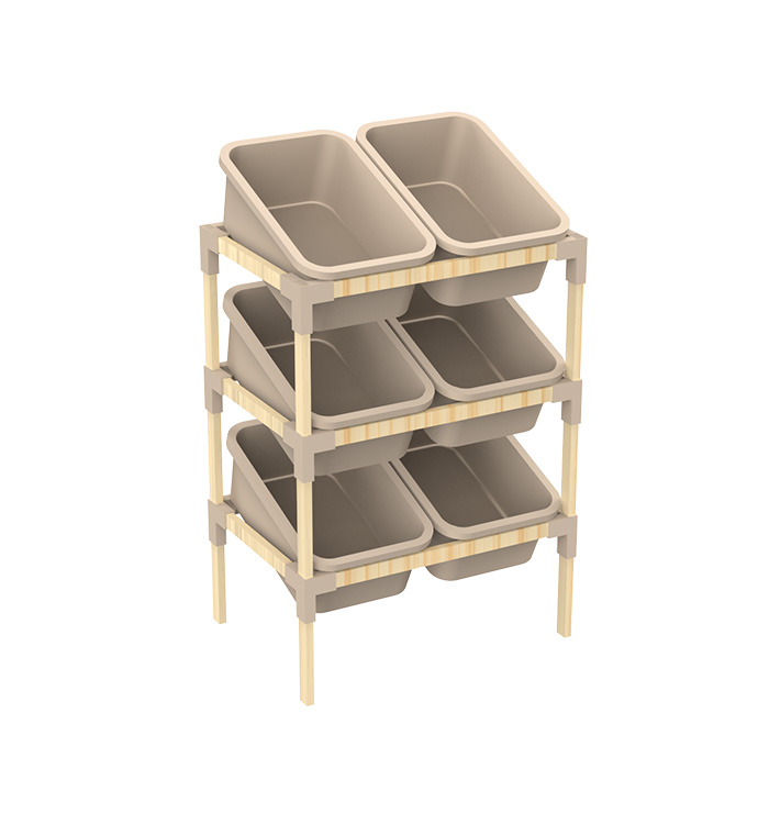 Fixwood 3-stufiges Organizer-Regal – 6 Behälter | Großes Fassungsvermögen | Stapelbar | Multifunktionale Aufbewahrung