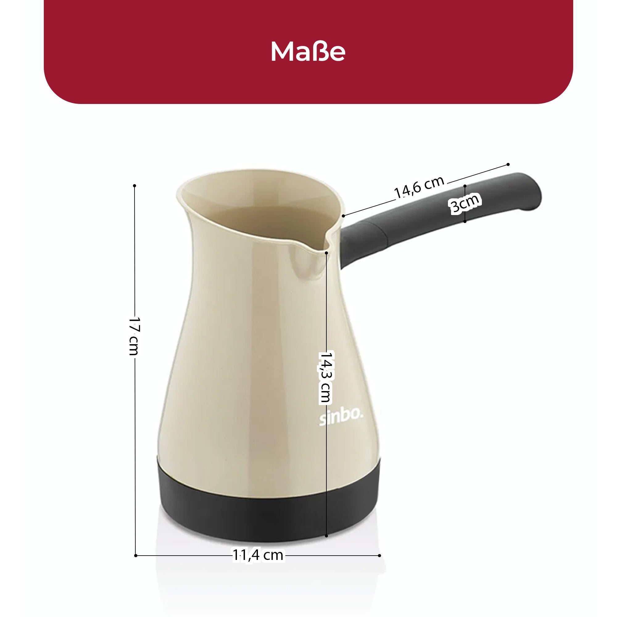 Sinbo SCM-2951 Türkische Kaffeemaschinea – 400 ml | Abnehmbarer Griff | Edelstahl-Heizelement | 360° Kabellos