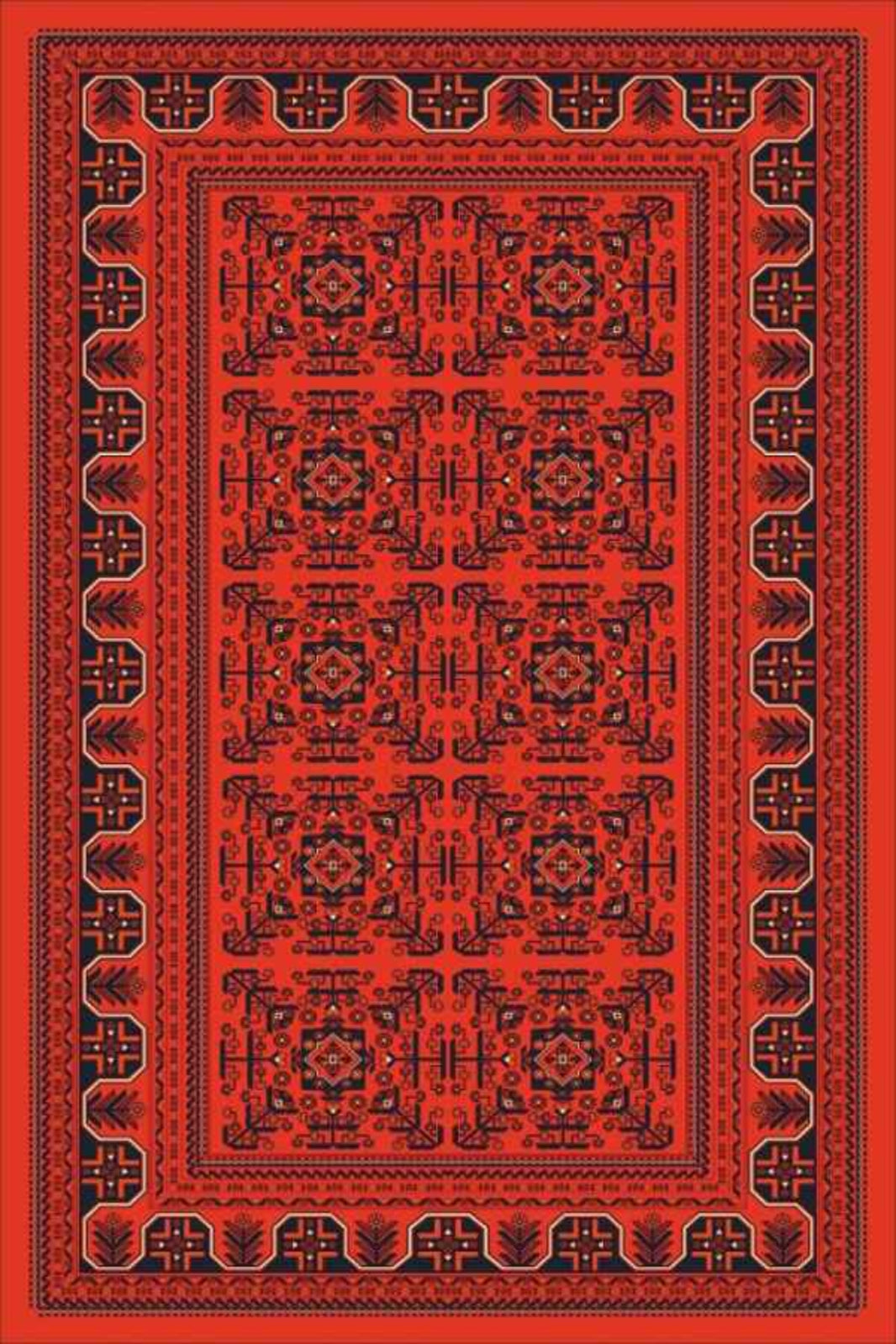 Emirgan Premium Digital Teppich – Rutschfeste Unterseite | Waschbar | Weich & Strapazierfähig